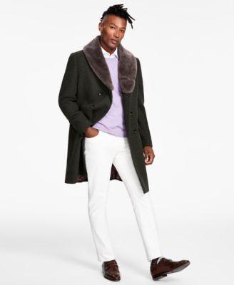 Men's Classic-Fit Double-Breasted Wool Blend Overcoats Product Image