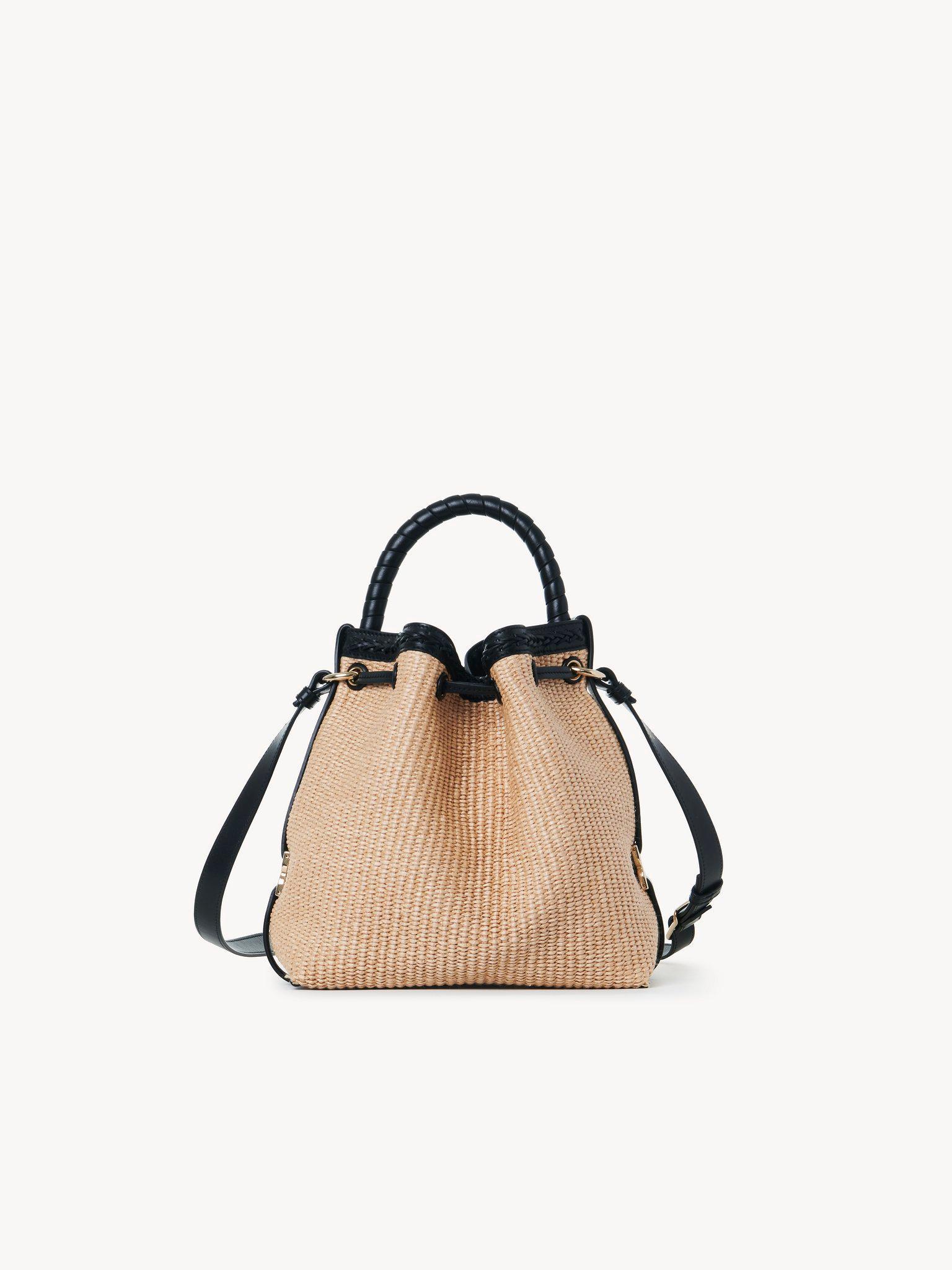 Marcie bucket bag in soft leather & braided fibers Product Image