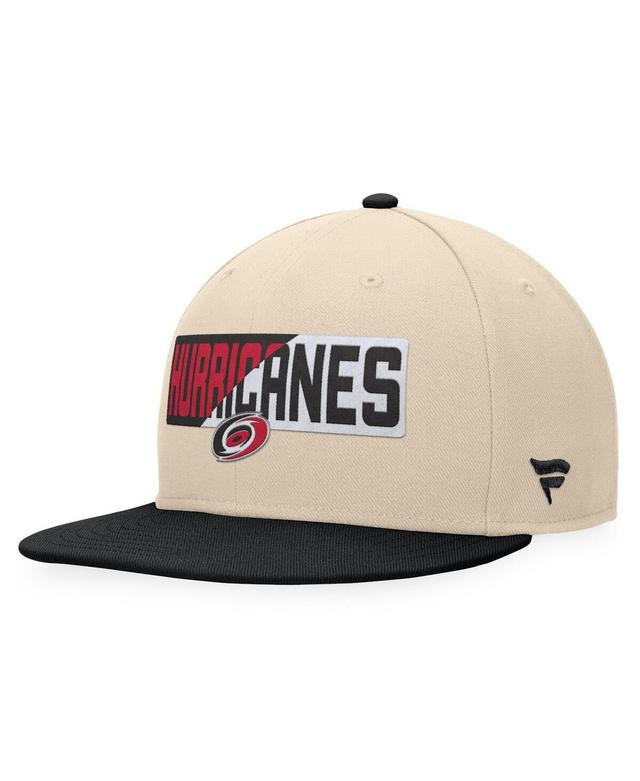 Mens Fanatics Branded Cream/Black Carolina Hurricanes Goalaso Snapback Hat Product Image