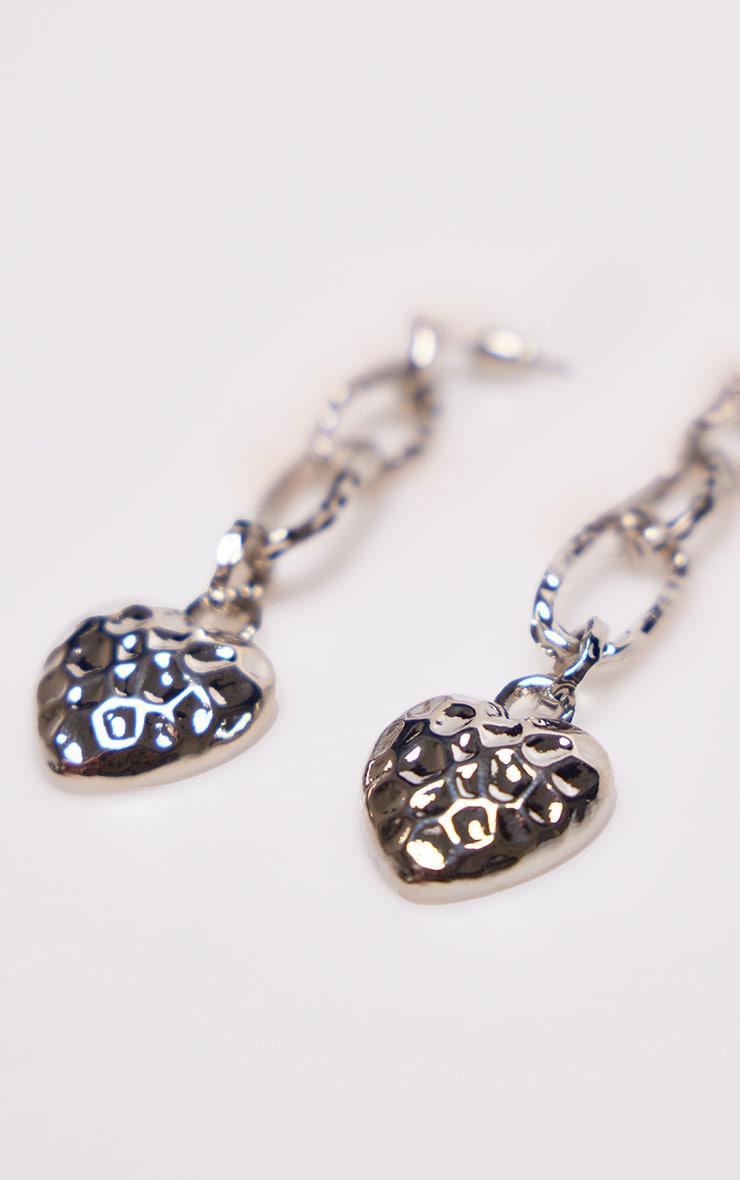 Silver Heart Chain Link Statement Earrings Product Image