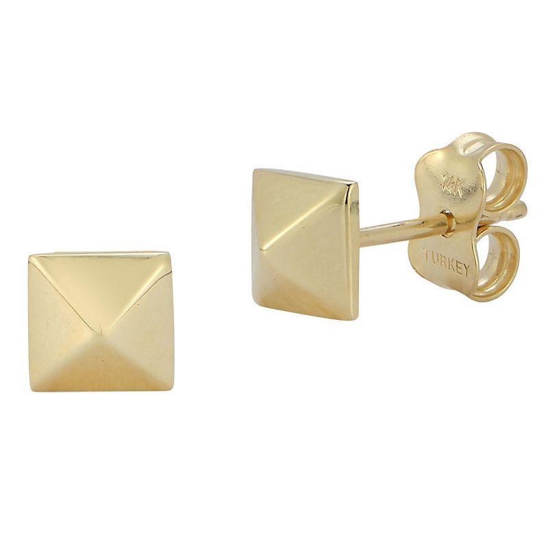 LUMINOR GOLD 14k Gold Square Pyramid Stud Earrings, Womens, Yellow Product Image