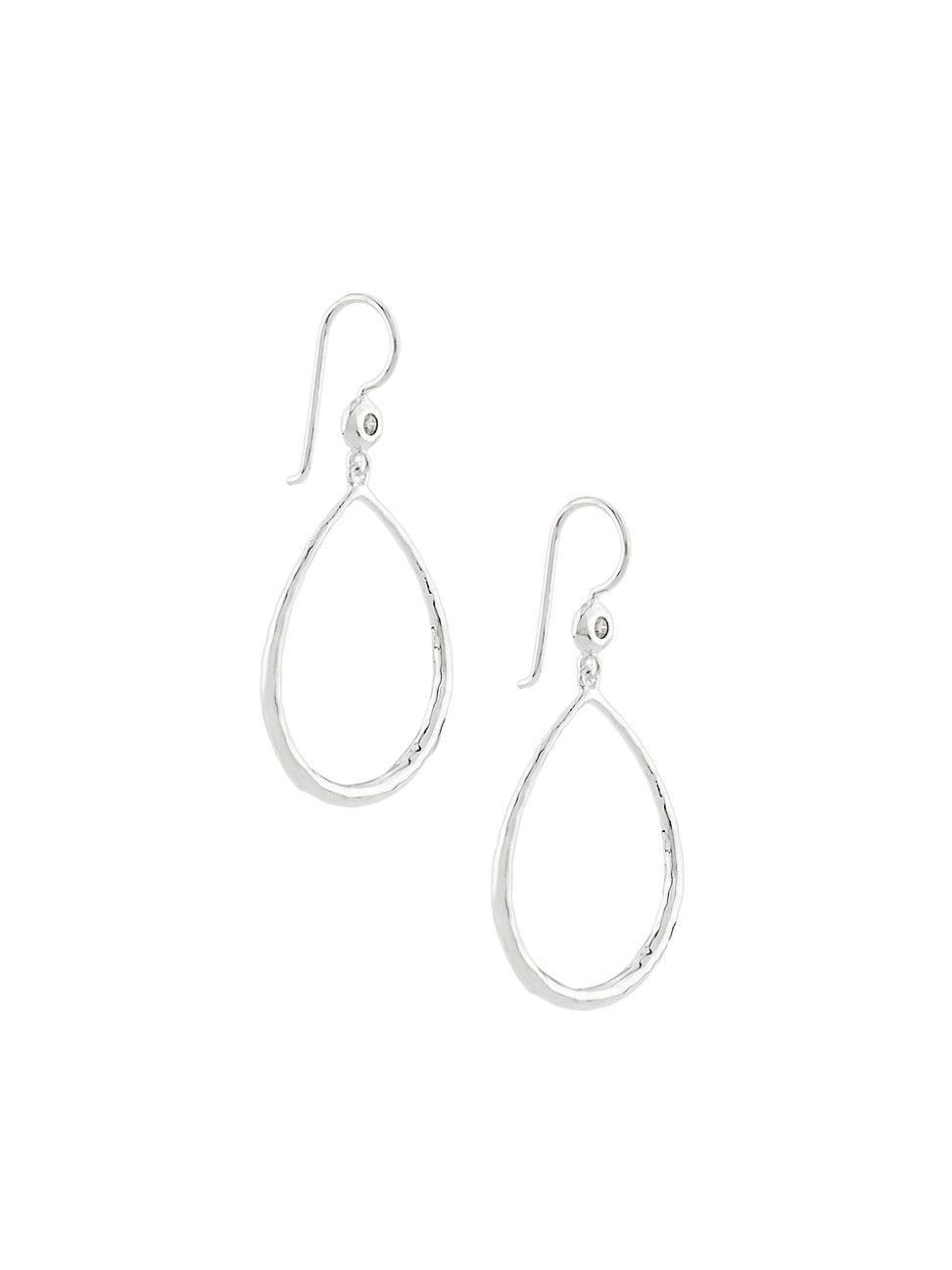 Womens Stardust Sterling Silver & 0.06 TCW Diamond Open Teardrop Earrings Product Image