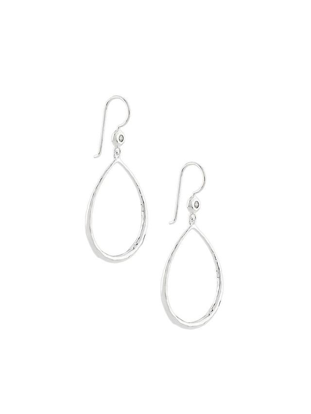 Womens Stardust Sterling Silver & 0.06 TCW Diamond Open Teardrop Earrings Product Image