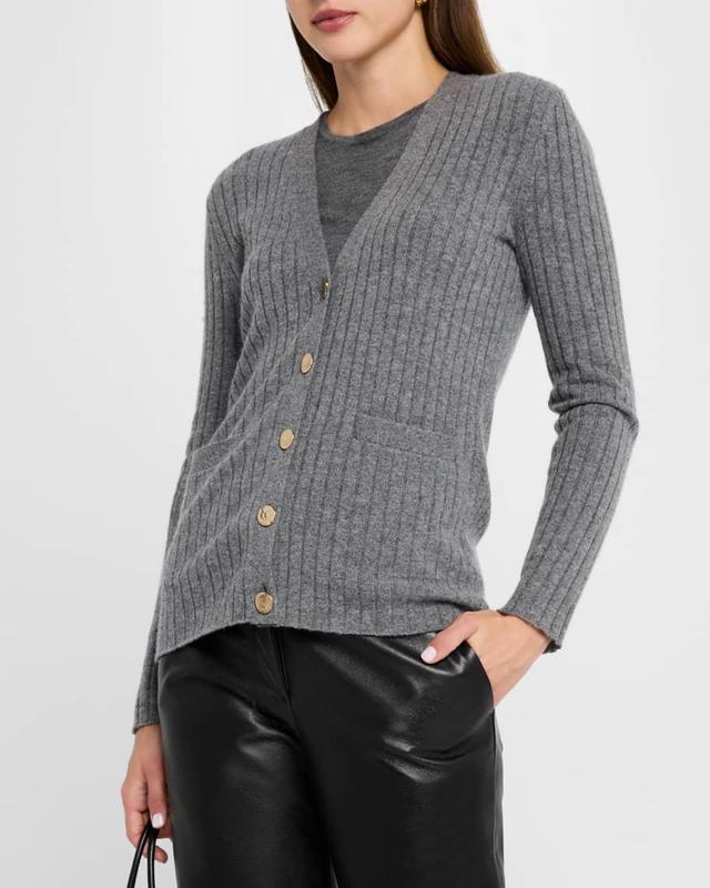 Cashmere Ribbed Button-Down Cardigan Product Image