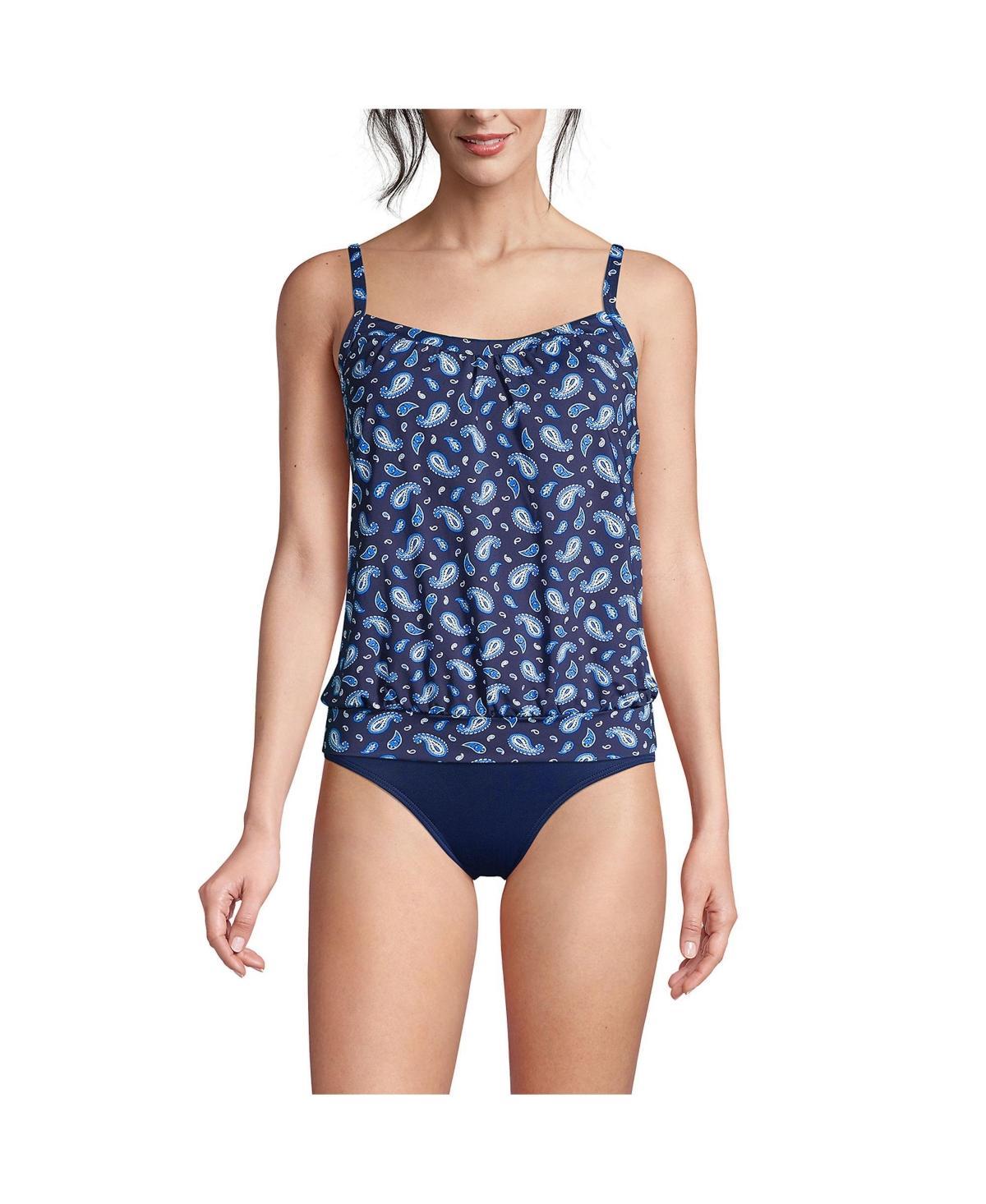 Lands End Womens Ddd-Cup Blouson Tummy Hiding Tankini Swimsuit Top Adjustable Straps Product Image