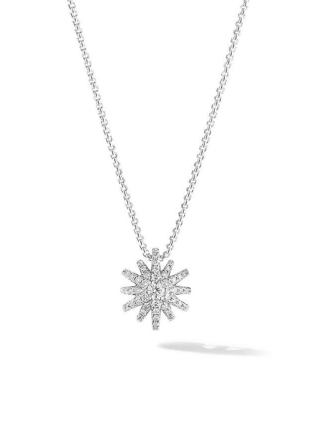 Womens Starburst Pendant Necklace in 18K Gold with Pav Diamonds Product Image