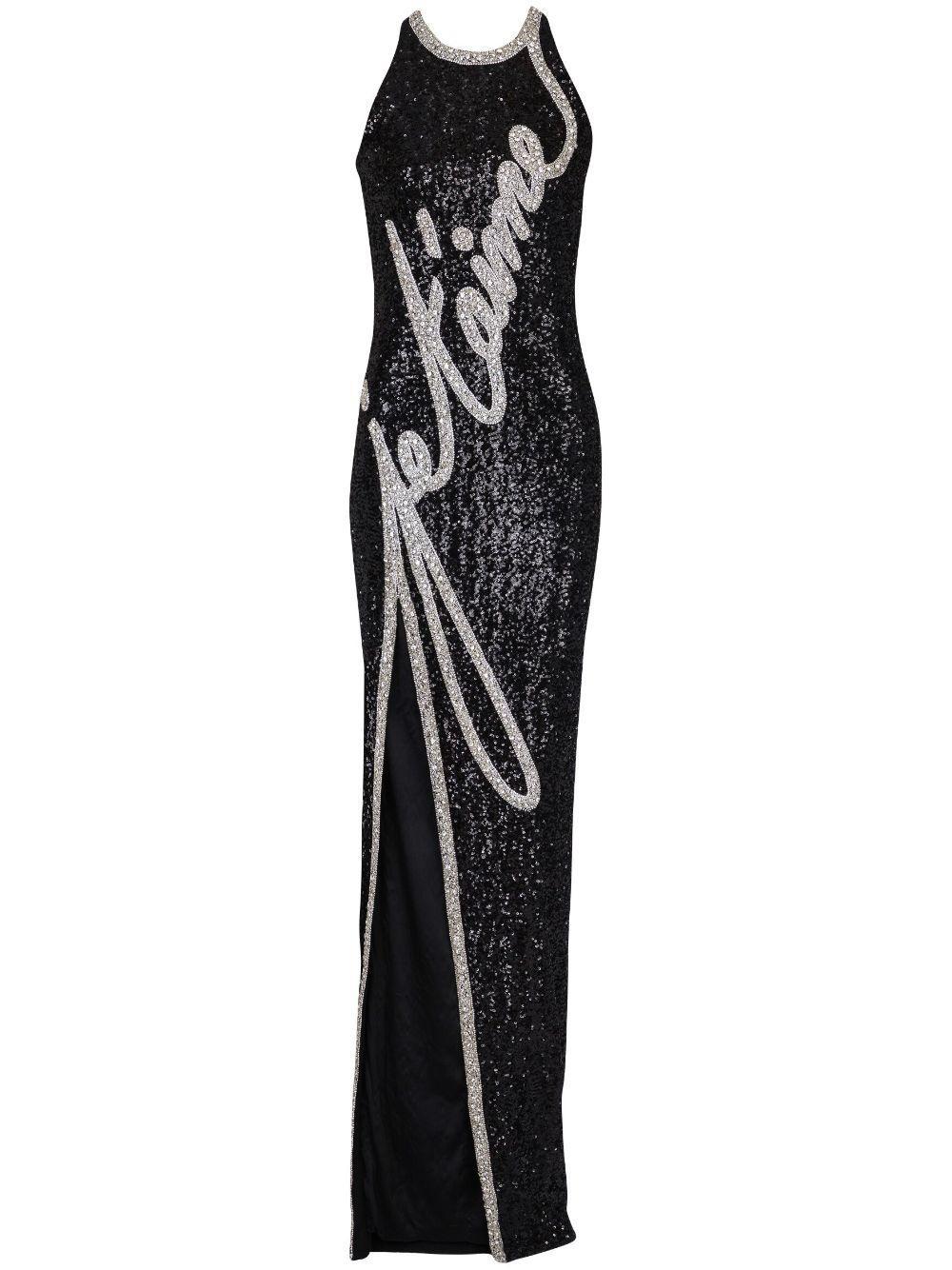 BALMAIN Rhinestone-embellished Gown In Black Product Image