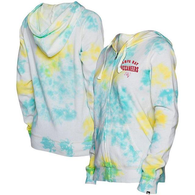 Womens New Era White Tampa Bay Buccaneers Ice-Dye Full-Zip Hoodie Product Image