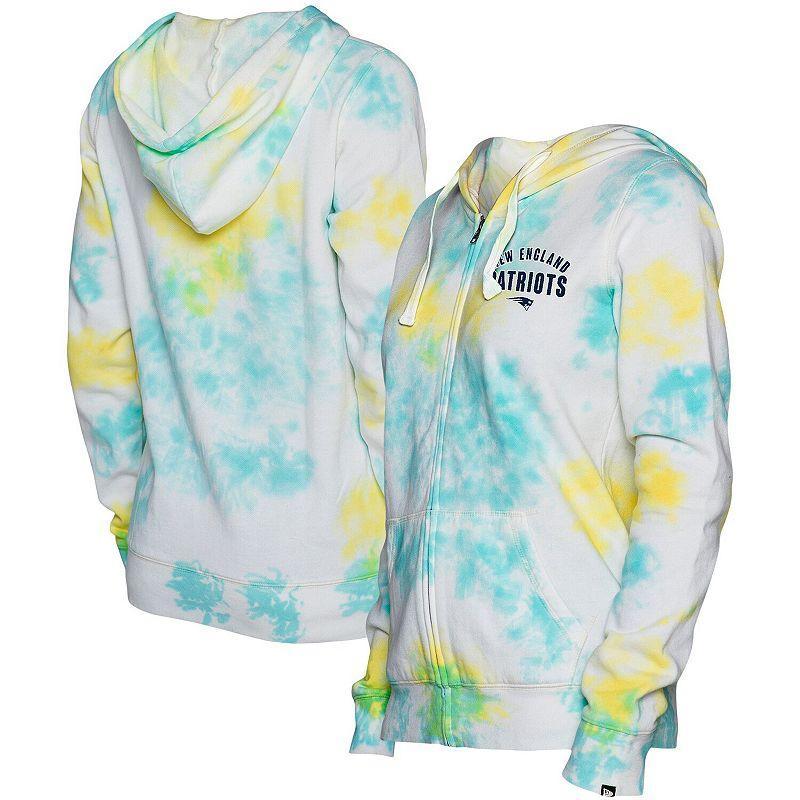 Womens New Era White New England Patriots Ice-Dye Full-Zip Hoodie Product Image