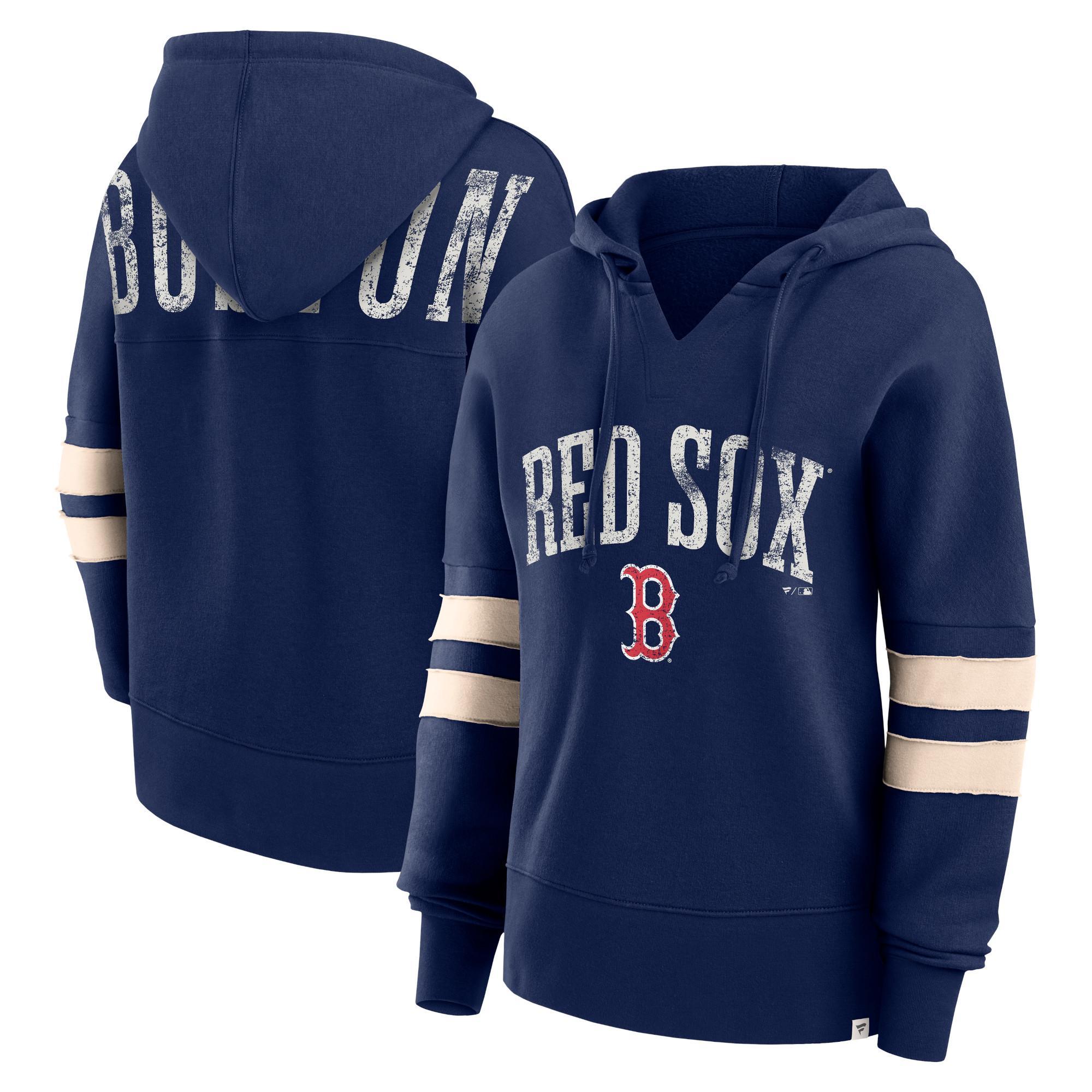 Womens Fanatics Branded Boston Red Sox Bold Move Notch Neck Pullover Hoodie Blue Product Image