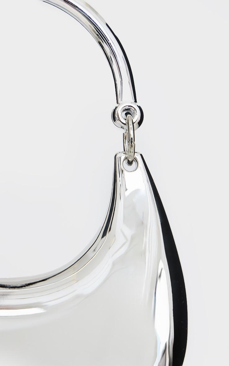 Silver Hard Smooth Curved Shoulder Bag Product Image