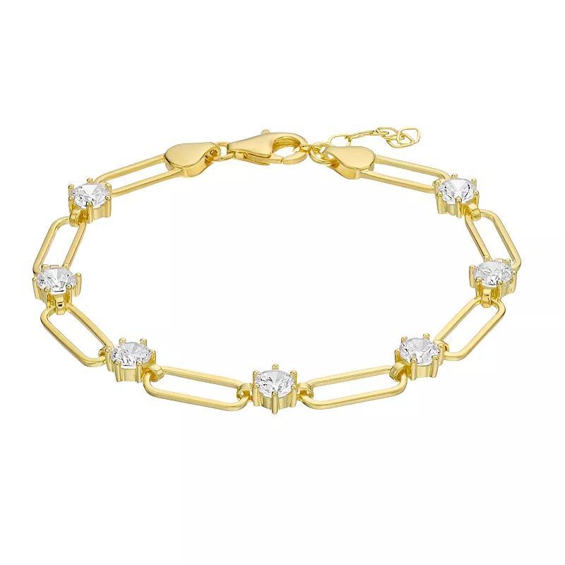 Rosabella Gold Over Silver Cubic Zirconia Bracelet, Womens Sterling Product Image