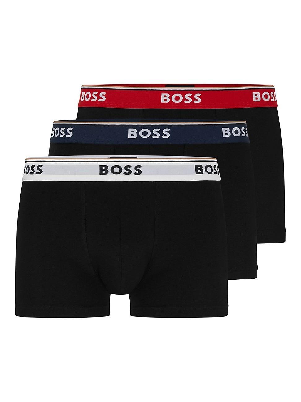 Mens Three-pack of stretch-cotton trunks with logo Product Image