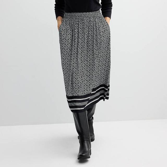 Womens Croft & Barrow Elastic Waist Midi Skirt Product Image