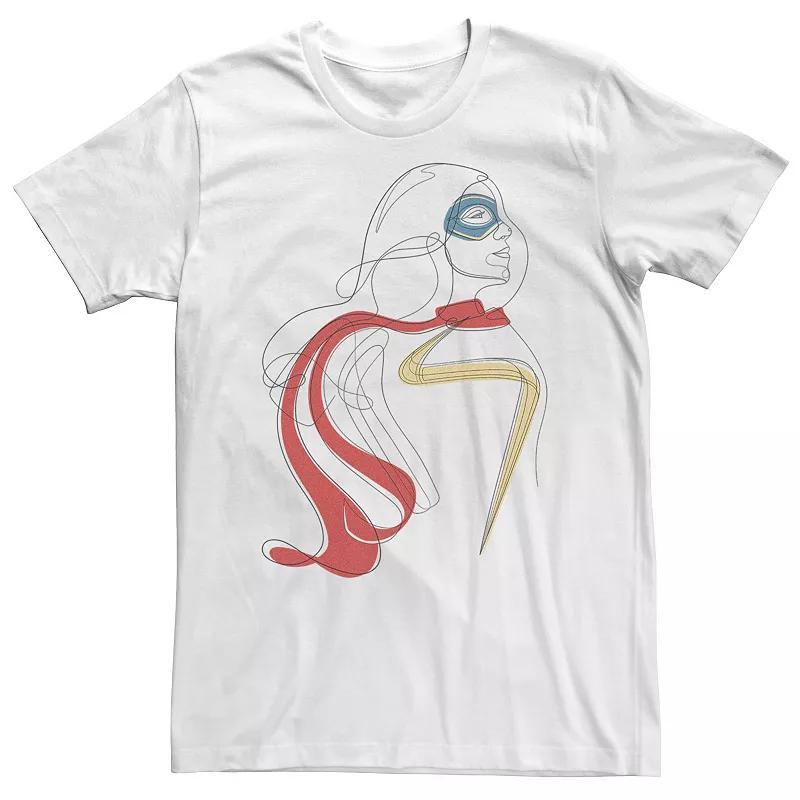 Big & Tall Marvel Ms Marve Line Sketch Tee, Mens, Size: 5XL, White Product Image