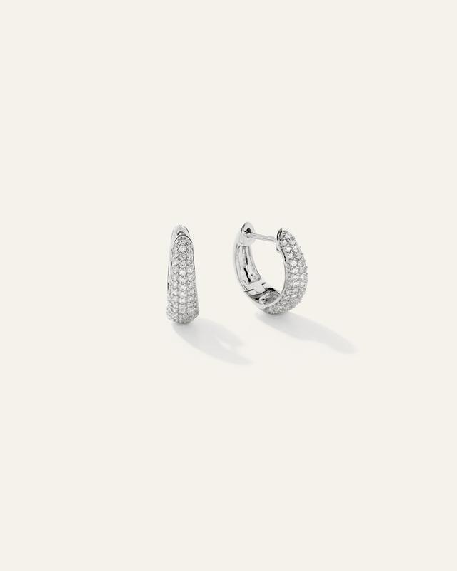 14K Gold Pave Diamond Teardrop Huggie Hoops Product Image