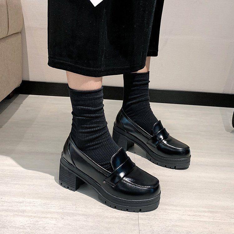 Plain Platform Chunky Heel Loafers Product Image