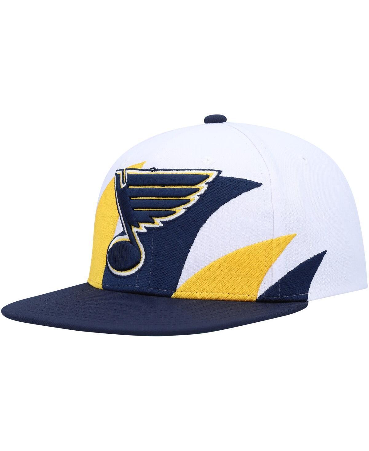 Mens Mitchell & Ness White and Navy St. Louis Blues Vintage-Like Sharktooth Snapback Hat - White Product Image