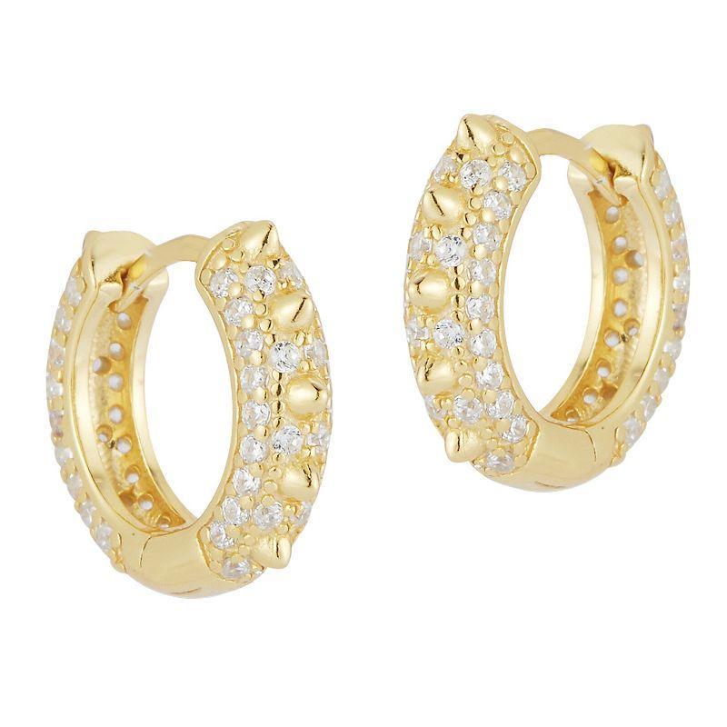 Sunkissed Sterling Cubic Zirconia Huggie Hoop Earrings, Womens, Gold Tone Product Image