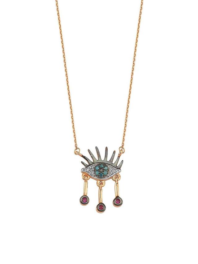 Womens Eye Light 14K Rose Gold & Multi-Stone Necklace Product Image