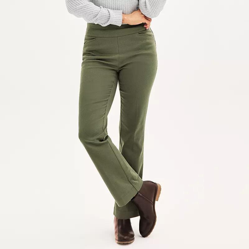 Womens Croft & Barrow Effortless Stretch Pull-On Bootcut Pants Infantry Green Product Image