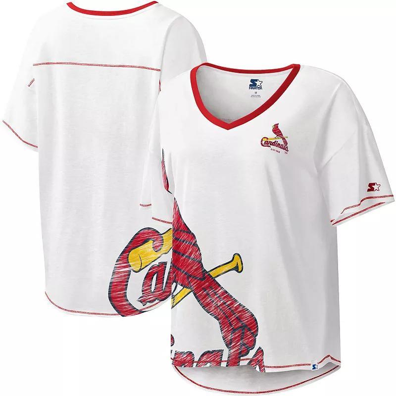 Womens Starter White St. Louis Cardinals Perfect Game V-Neck T-shirt Product Image