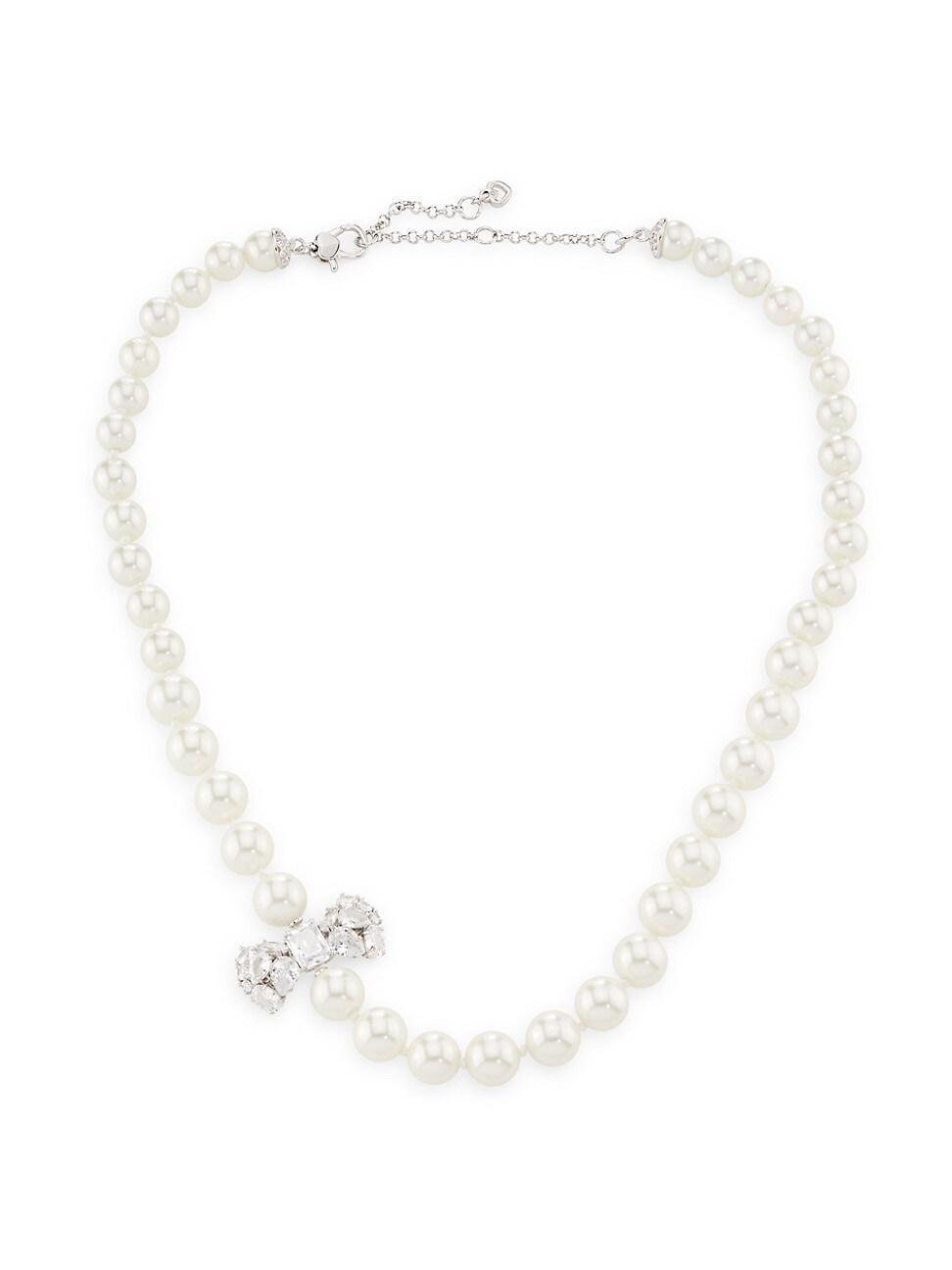 Womens Silvertone, Imitation Pearl & Glass Crystal Necklace Product Image