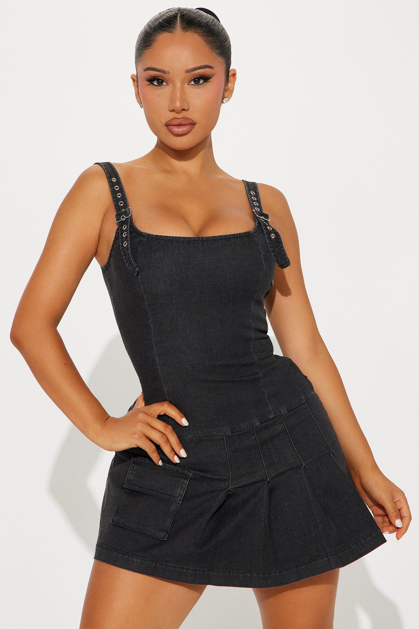 Silverstone Denim Mini Dress - Black Product Image