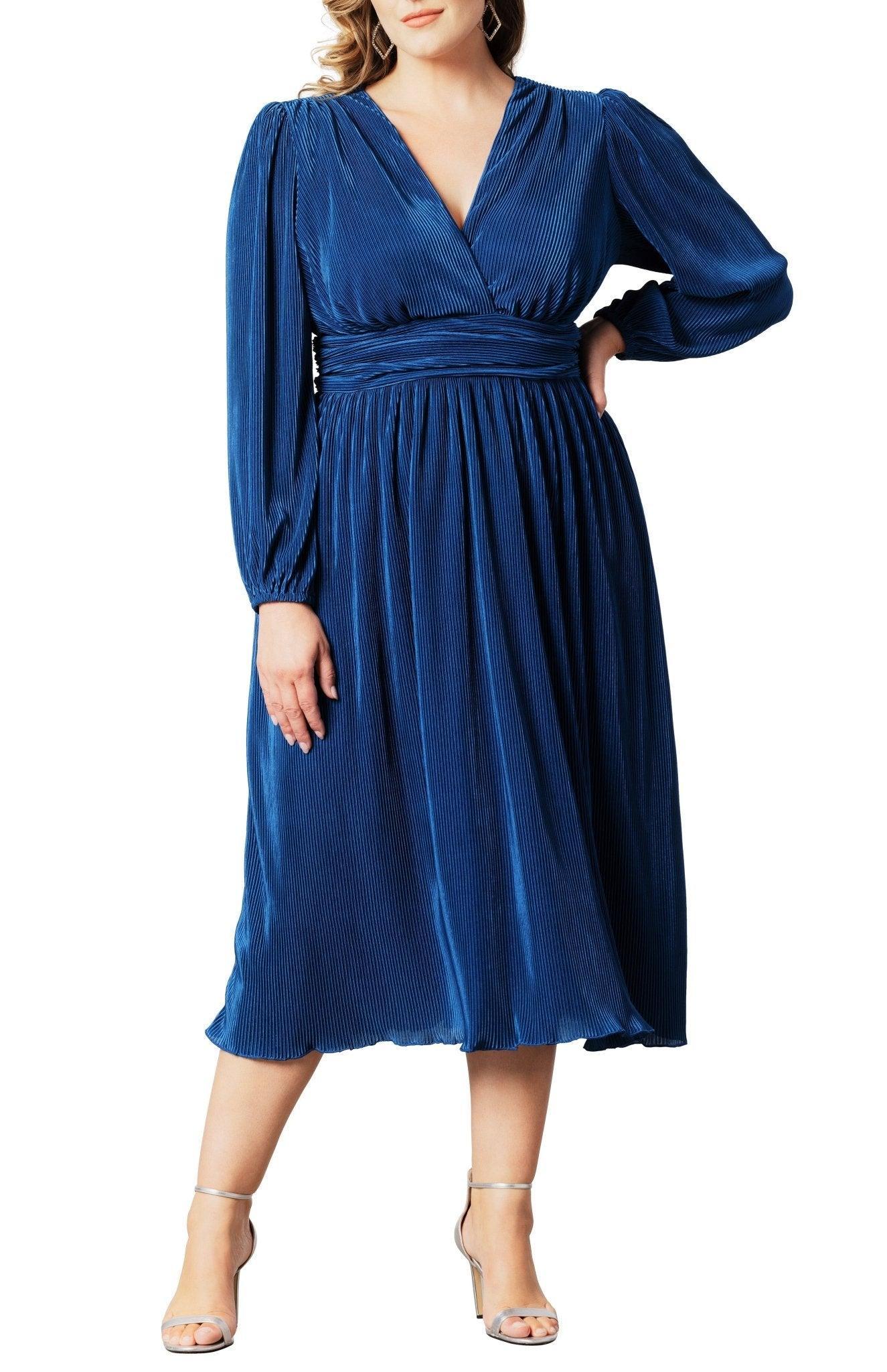 Sophie Long Sleeve Pleated Cocktail Dress - Plus Product Image