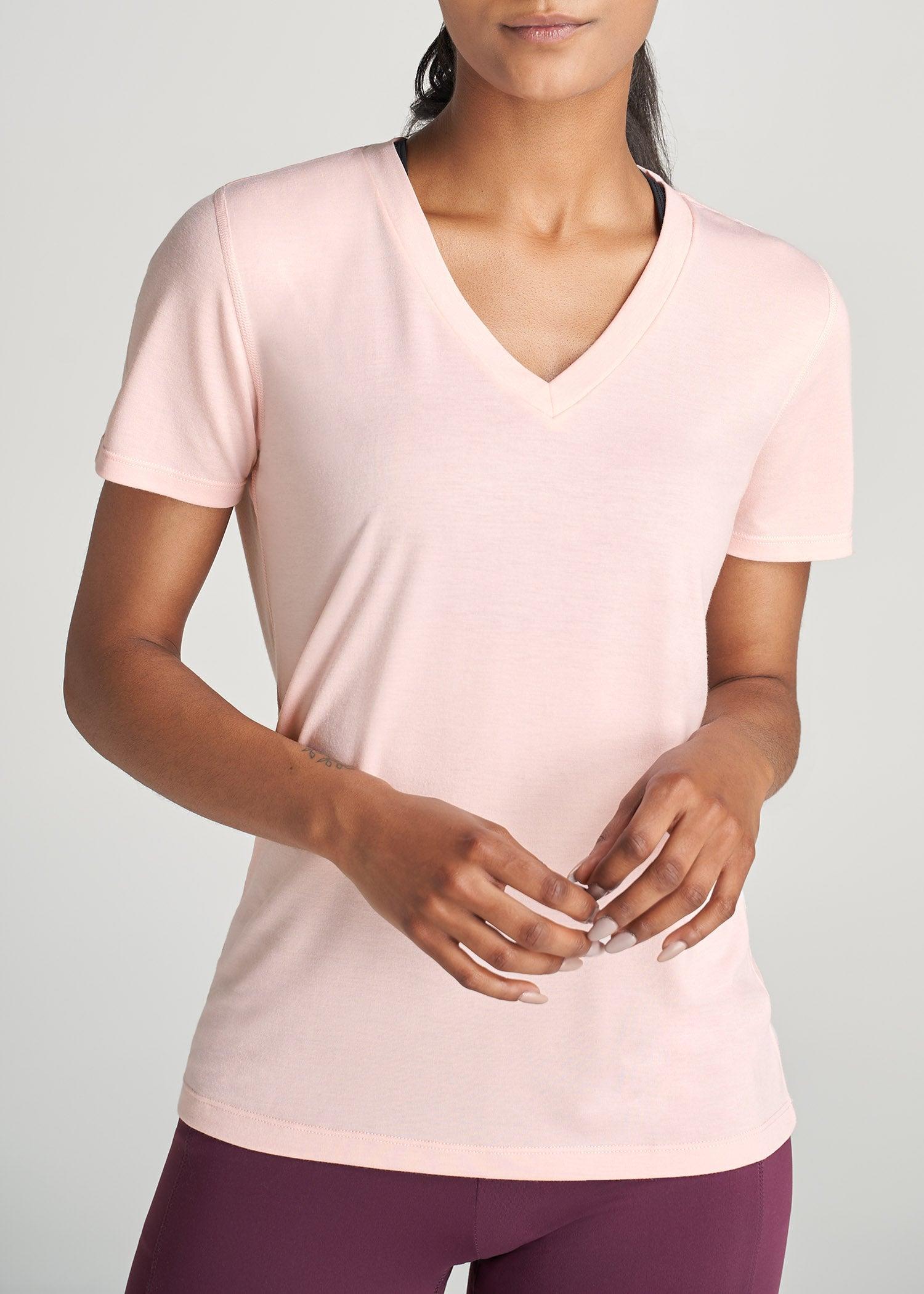 Short Sleeve V-Neck in Sweet Pink - Shirts for Tall Women Female Product Image