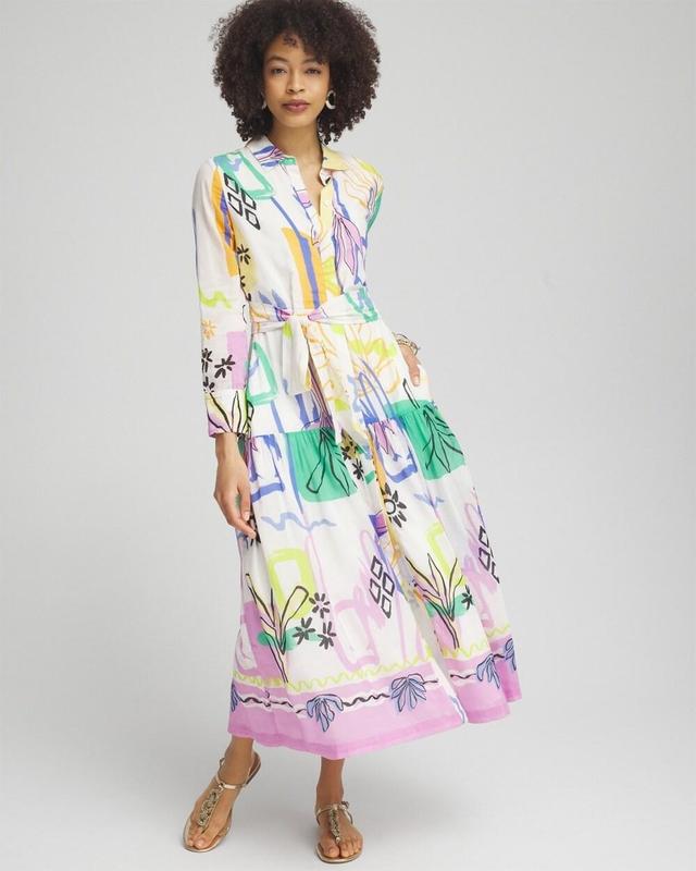 Women's Silk Blend Modern Print Shirt Dress Product Image