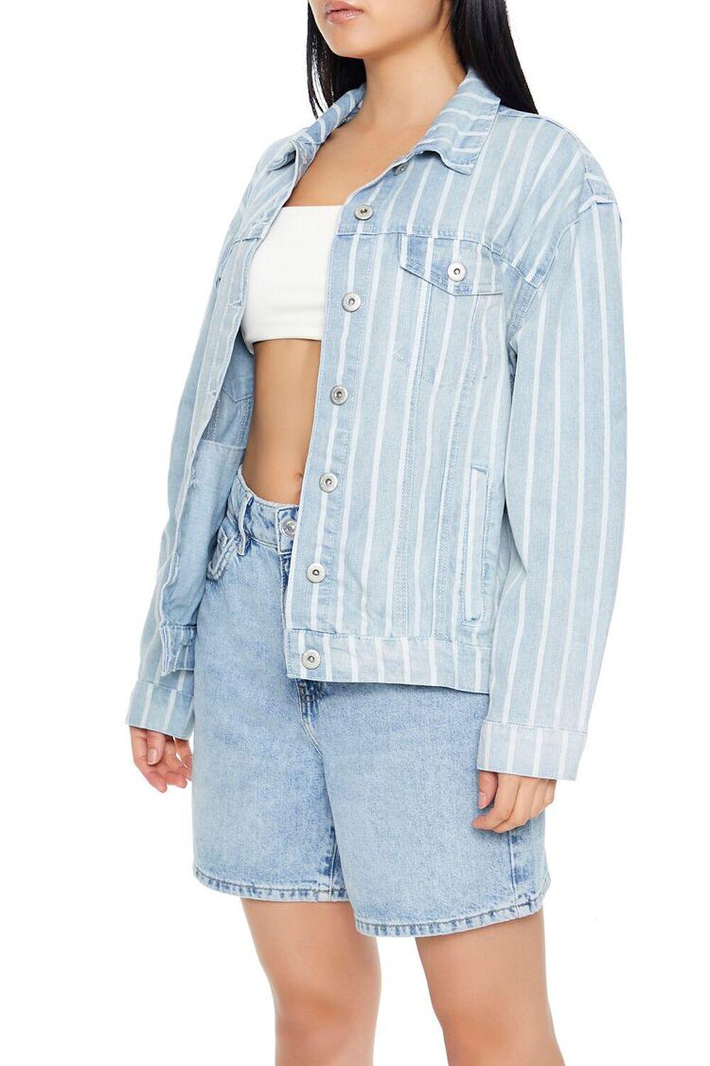 Striped Denim Trucker Jacket | Forever 21 Product Image