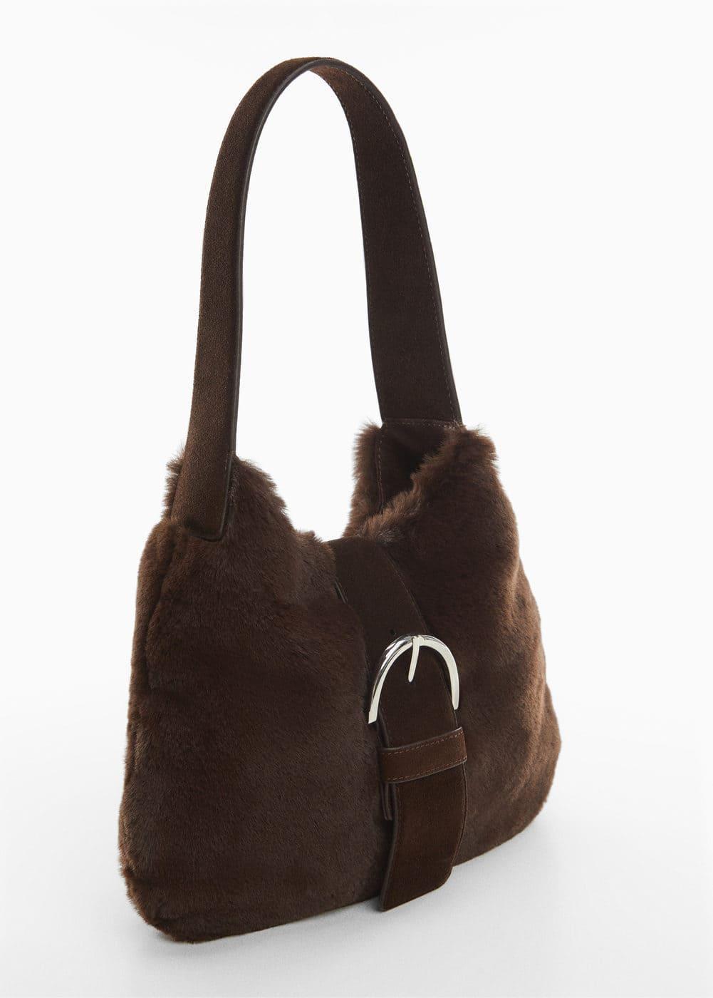 MANGO - Fur-effect shoulder bag - One size - Women Product Image