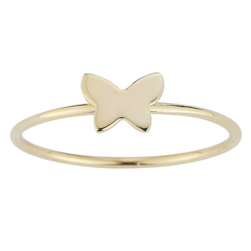 LUMINOR GOLD 14k Gold Butterfly Stackable Ring, Womens Yellow Product Image