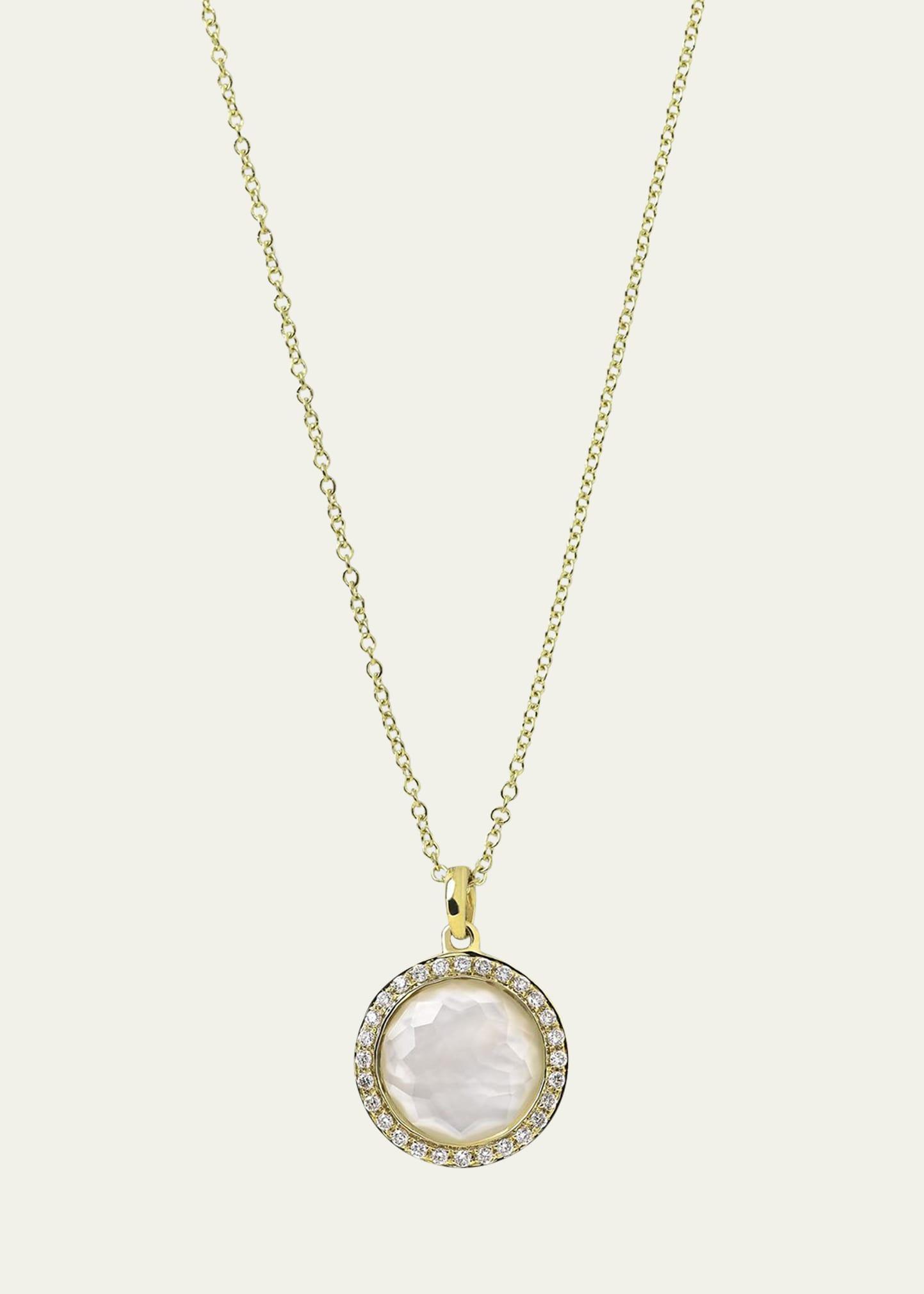 Womens Lollipop 18K Yellow Gold, Mother-Of-Pearl Doublet & Diamond Mini Pendant Necklace Product Image