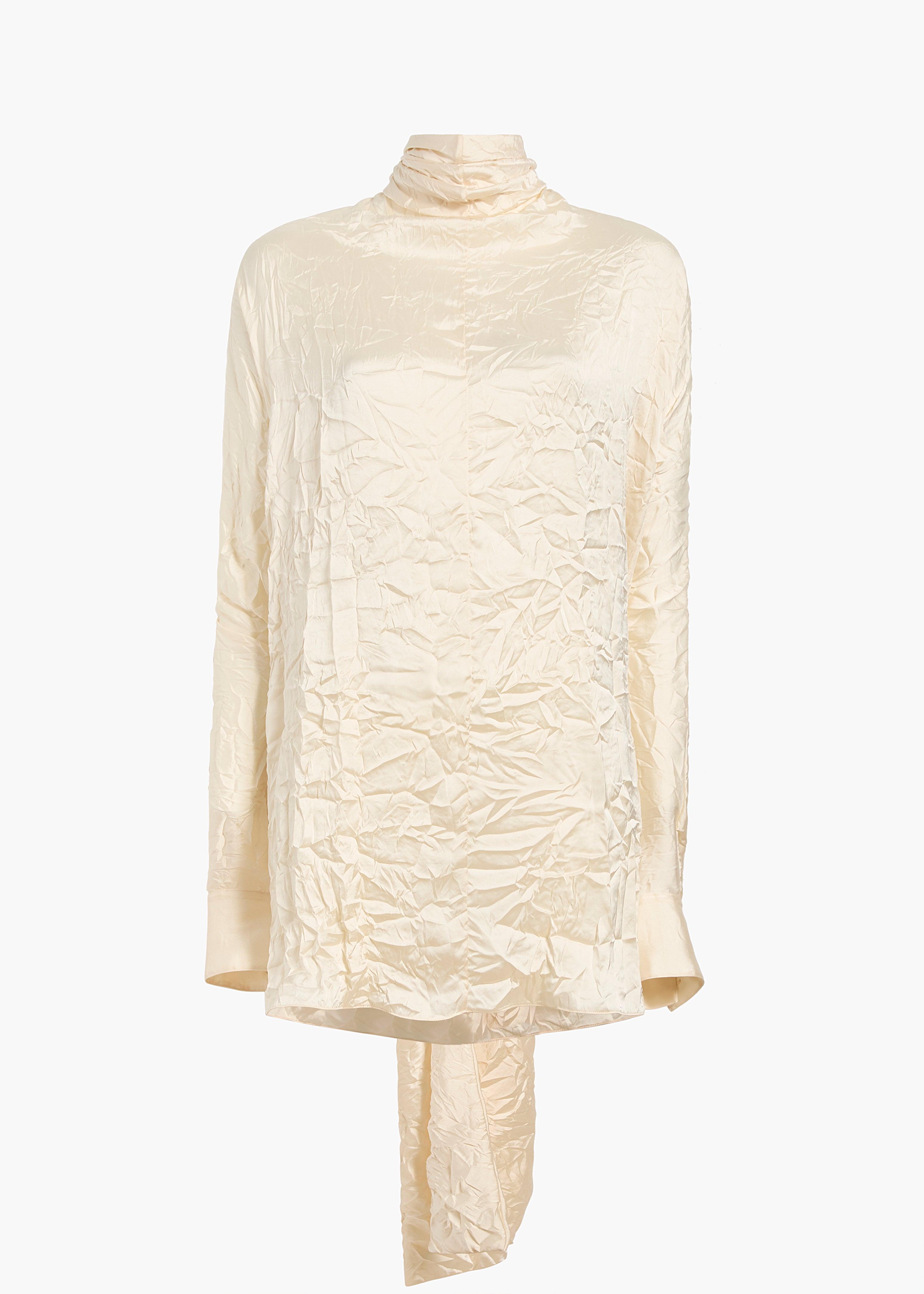 Bex Top in Cream Crinkled Satin Product Image