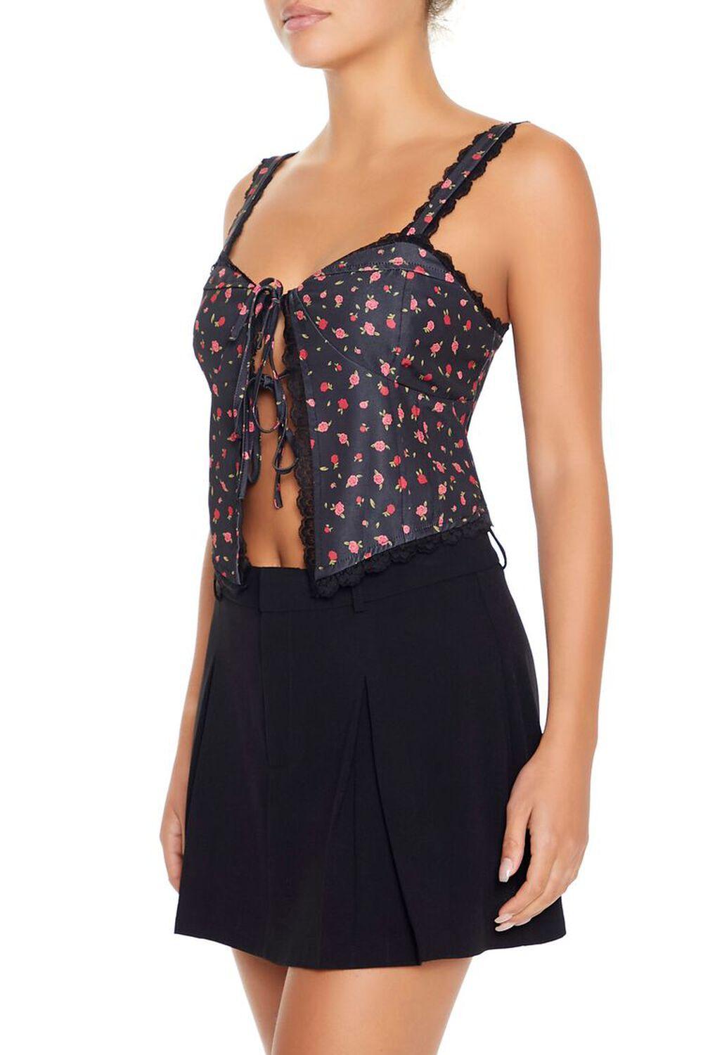 Satin Rose Print Split-Hem Cami | Forever 21 Product Image