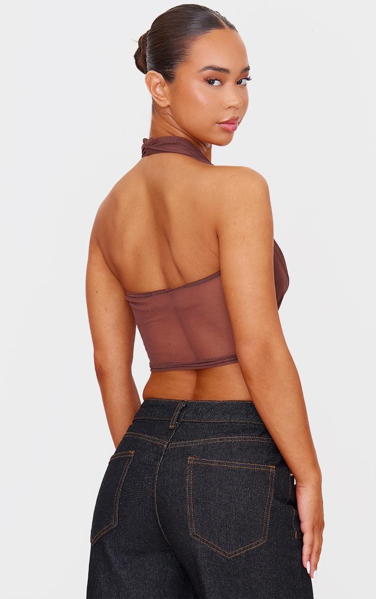 Chocolate Mesh Halter Neck Top Product Image