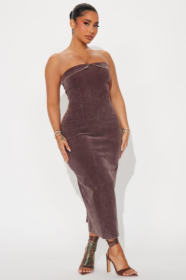 Always In Style Corduroy Midi Dress - Brown Product Image