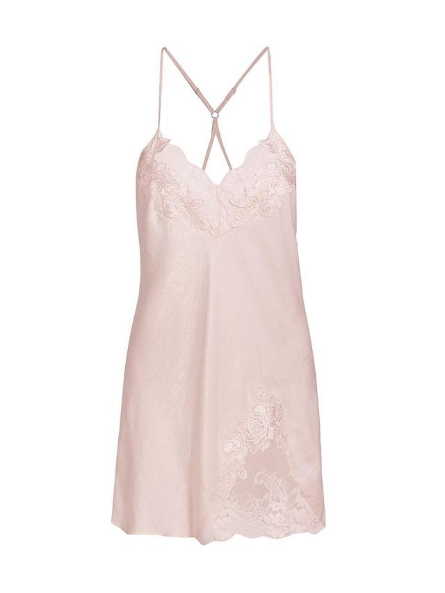 Womens Odette Lace-Embroidered Satin Chemise Product Image