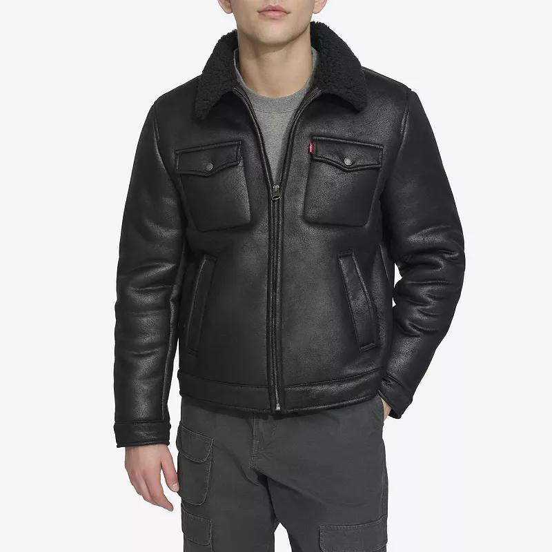 Mens Levis Faux Shearling Zip Trucker Jacket Product Image