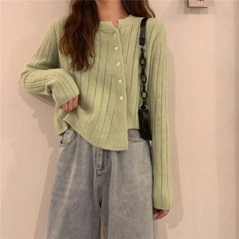 Asymmetrical Plain Crop Cardigan Product Image