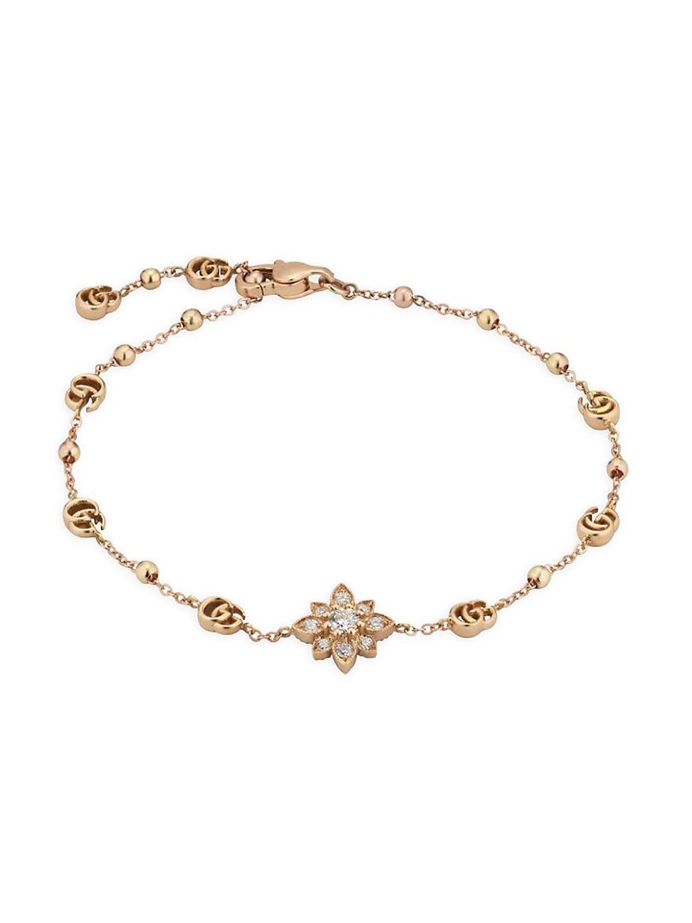 Womens Gucci Flora 18K Rose Gold & Diamond Bracelet Product Image