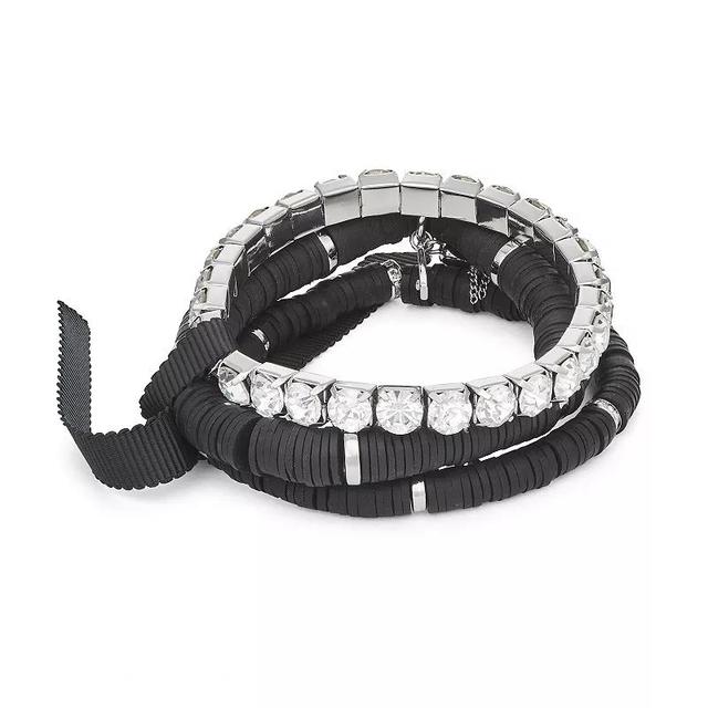 Simply Vera Vera Wang Jet Tone 3 Row Stretch Bracelet, Womens, Silver Tone Product Image