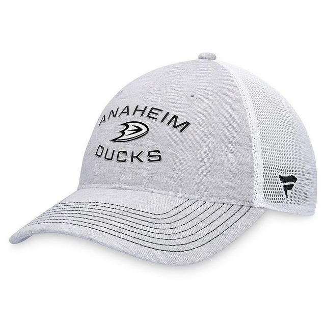 Mens Fanatics Heather Gray Distressed Anaheim Ducks Trucker Adjustable Hat Product Image