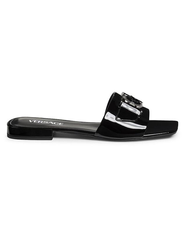 Womens Medusa Buckle Leather Slides Product Image