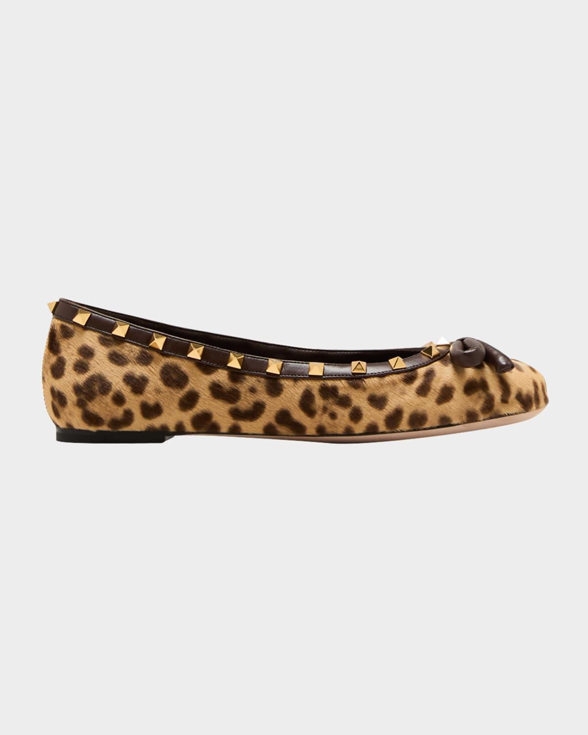 Rockstud Leopard Bow Ballerina Flats Product Image