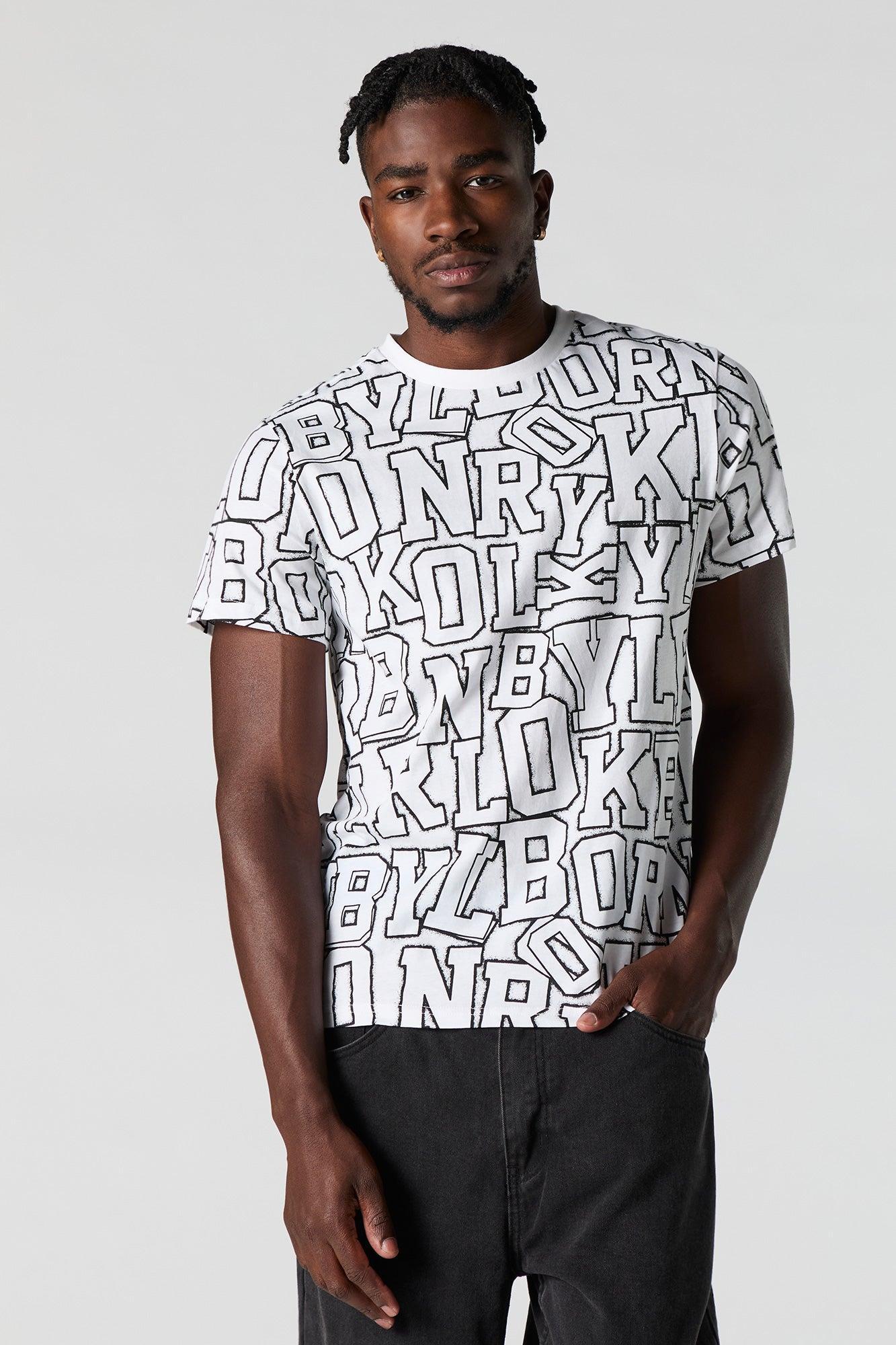 Letter Print Crewneck T-Shirt Male Product Image