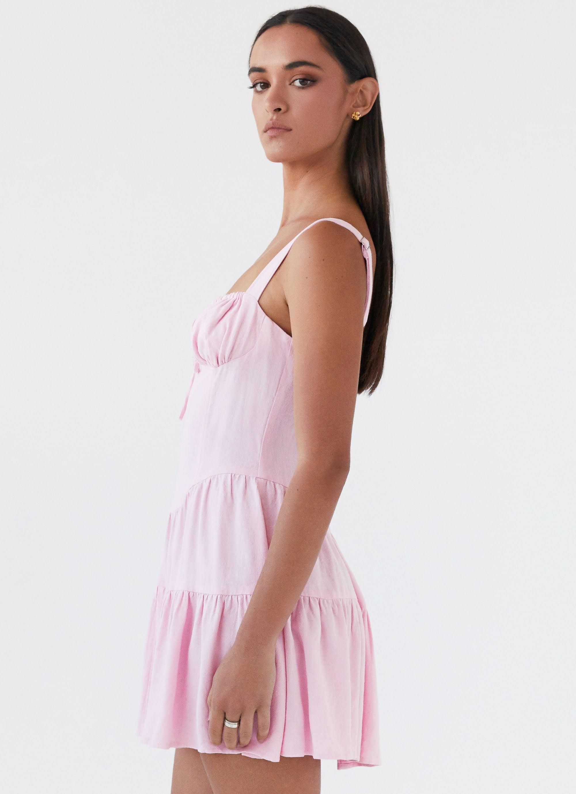 Lucie Linen Mini Dress - Pink Product Image