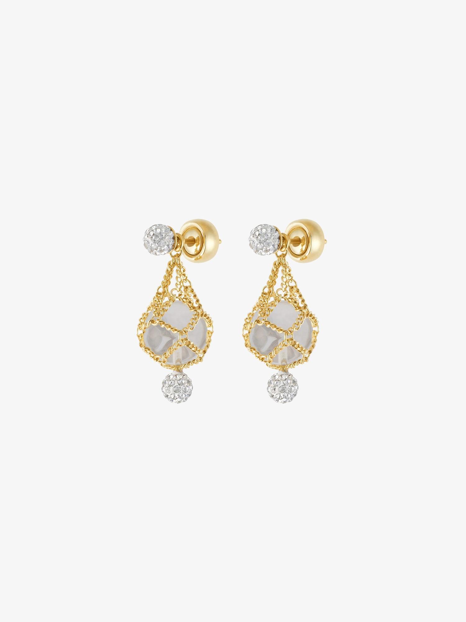 Pearling earrings in metal with pearls and crystals Product Image